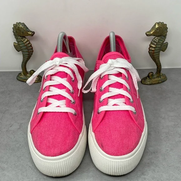 Steve Madden Emmi Canvas Platform Sneakers Shoes Womens Size 10M Bright Pink - Picture 2 of 10